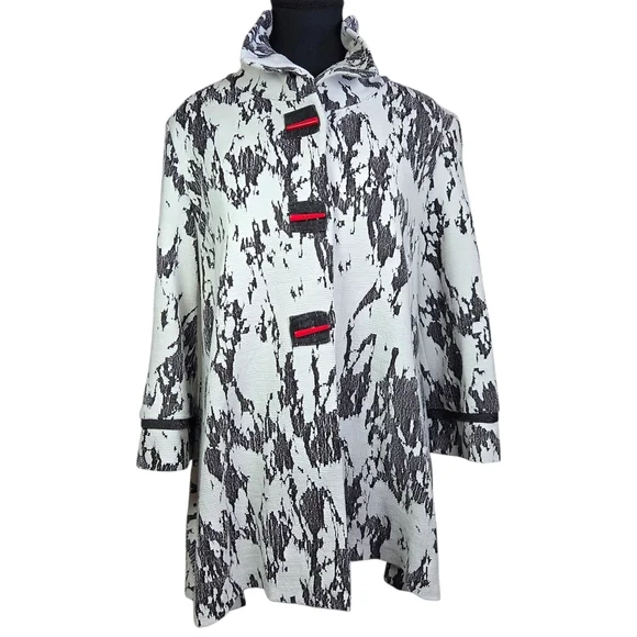 Joseph Ribkoff Black and White Abstract Jacquard Knit Blazer Size 8 - Picture 1 of 5